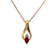 14K Yellow Gold Ruby and Diamond Pendant- FINAL SALE